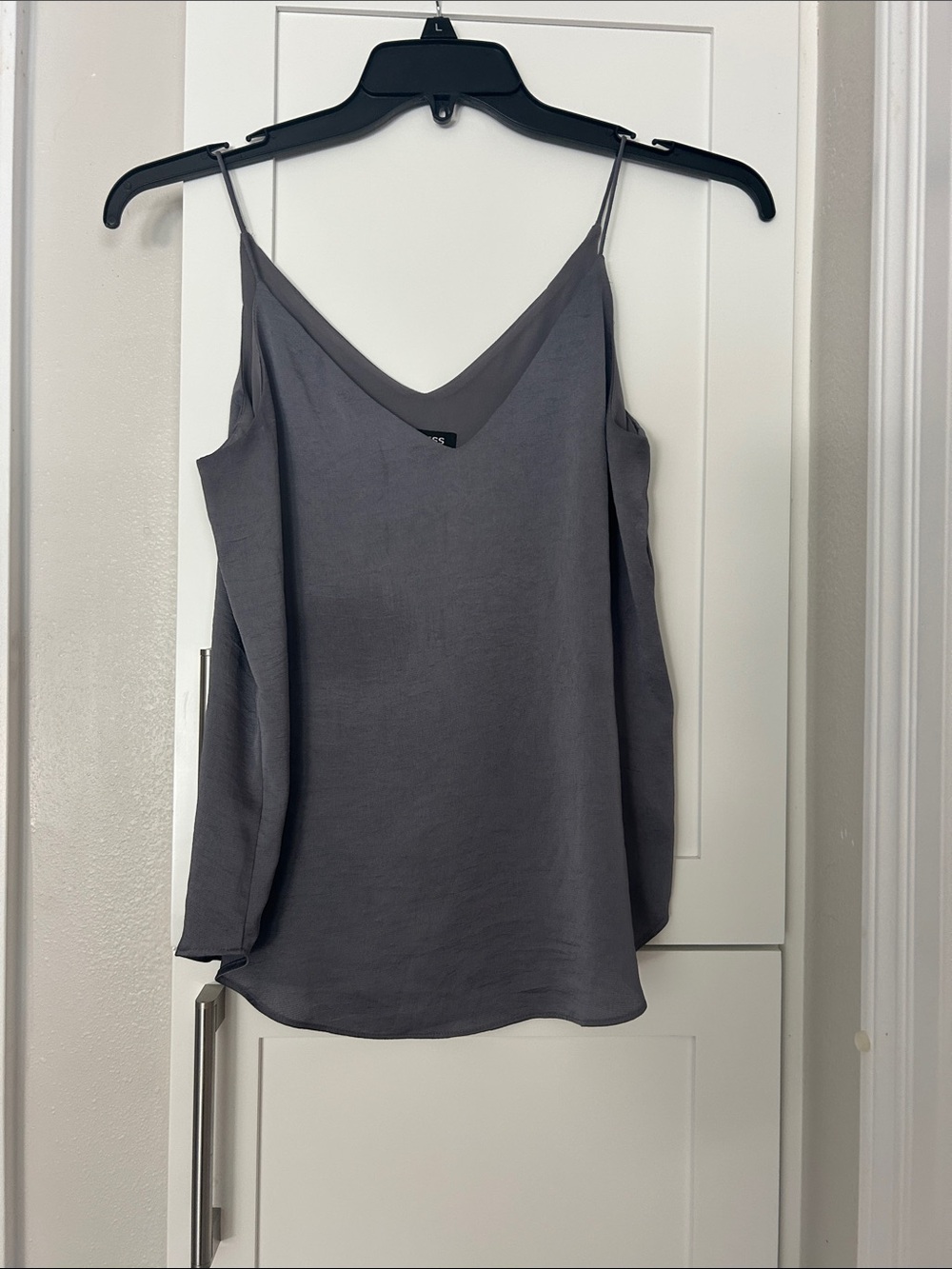 Express Gray Satin V-Neck Spaghetti Strap Camisole
